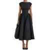 European and American women's clothing, new spring models, elegant solid color sleeveless round neck waist swing dress