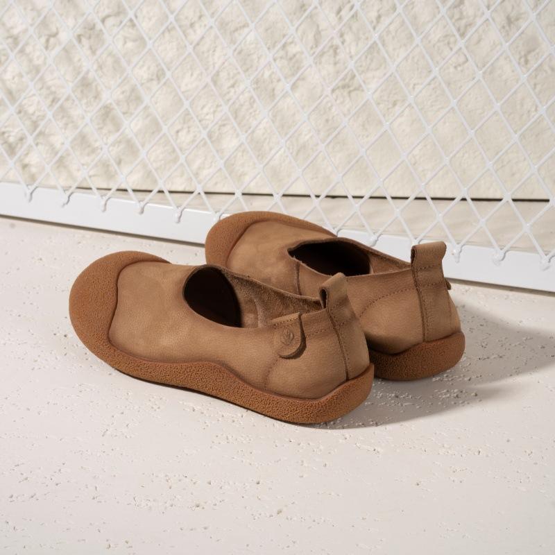 First Layer Cowhide Single Shoes Women's New Soft Sole Soft Surface One Pedal Lazy Shoes Genuine Leather Women's Shoes
