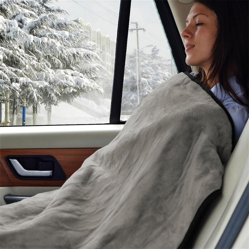 12V Electric Brushed Fleece Car Heated Blanket Temperature Adjustment Timing Heater Warmer Carpet For Cars RV SUV Truck Caravan