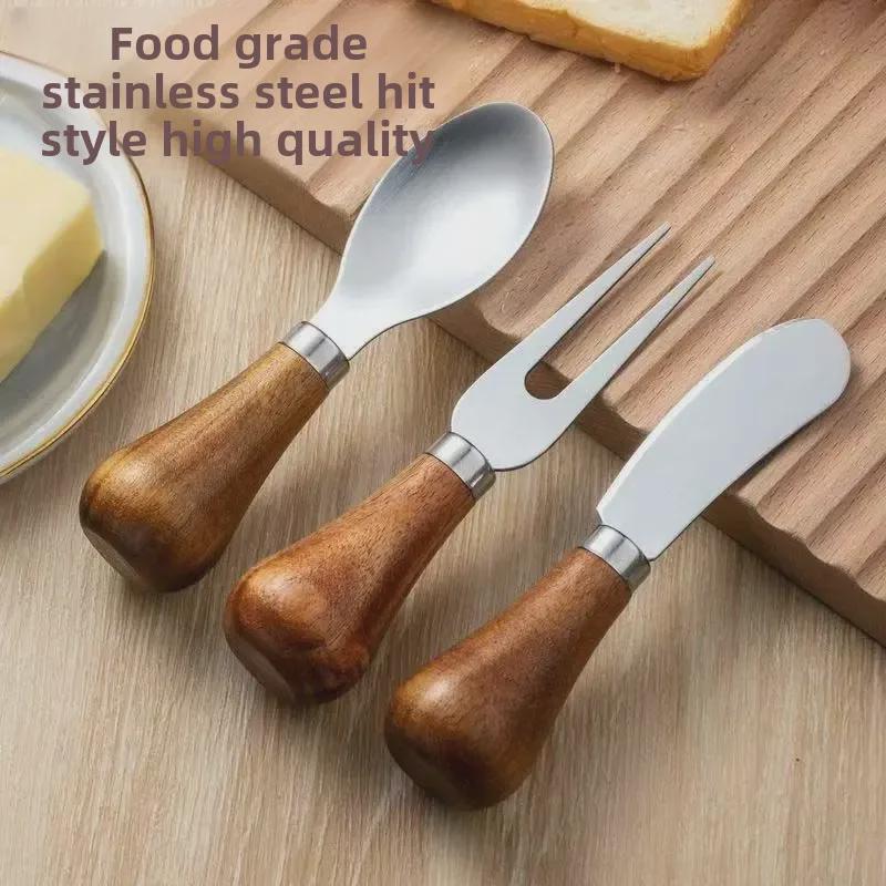 Stainless Steel & Wood Handle Butter and Cheese Knife Set