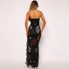 Ladies' Printed Lace Chest Wrapped Open Back Split Dress