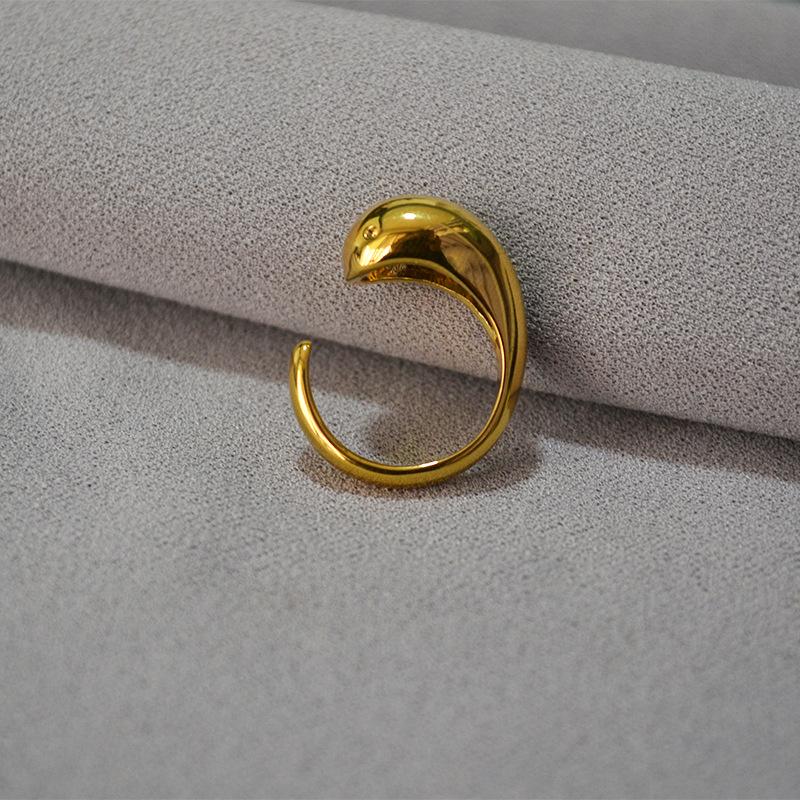 

Gold-Plated Minimalist Dolphin Open Ring for Women Adjustable Open