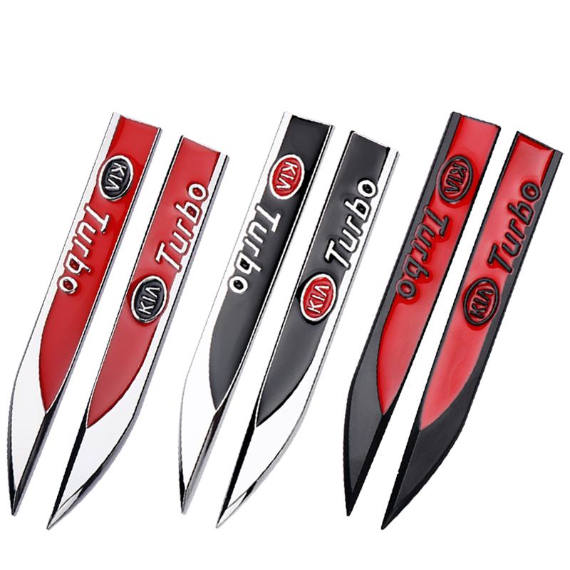 2Pcs 3D Metal Car Fender Side Body Decoration Stickers For KIA Sportage Ceed Sorento Cerato Optima Picanto Rio Soul K5 K4 K3 K2 BV3