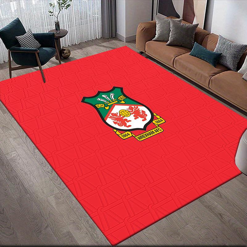 Wrexham AFC Flannel Pattern Square Carpet,Area Rug,Carpet Rug for Living Room Bedroom Sofa Playroom Decor,Non-slip Floor Mat