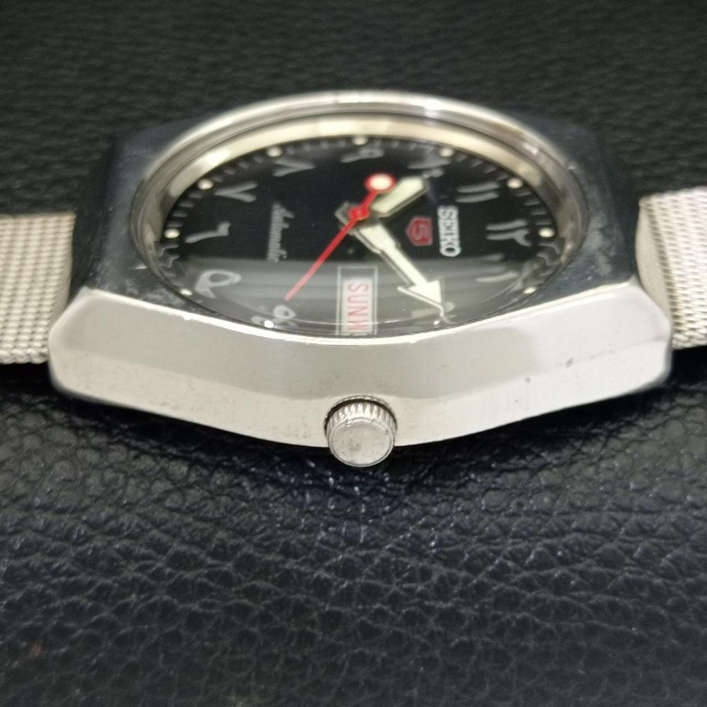 Seiko 5 AUTOMATIC VINTAGE 6309A JAPAN MENS ARABIC BLACK DIAL WATCH A702669-1 R209-a702669