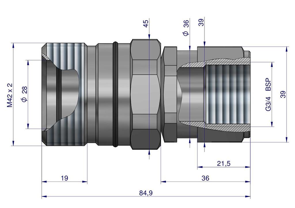 Szybkozłącze Hydrauliczne Skręcane Gniazdo G3/4"Bsp Gwint Wewnętrzny 250Bar Waryński