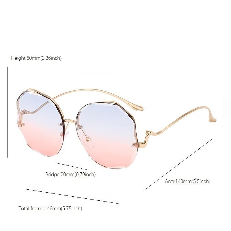 Chic Rimless Square Fashion Glasses for Women & Men - Gradient Lens Metal Frame Curved Temples