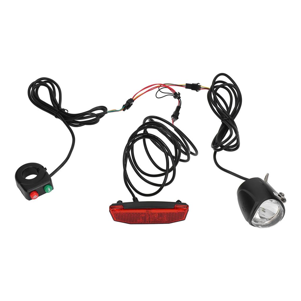 Electric Bike Horn Headlight and Tail Light Kit DK11 Aluminum Alloy Plastic Electric Bike Lights Set for Upgrade