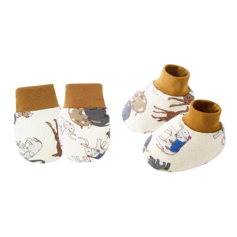 Set of 1 Infant Cotton Mittens Anti Scratch Hand Cover Soft Breathable Warm Gloves & Socks for 0-6M Boys Girls