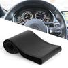 38cm 15in Leather Steering Wheel Cover     Embossing Needles&Thread Kit Car Interior Decoration(Black Red )
