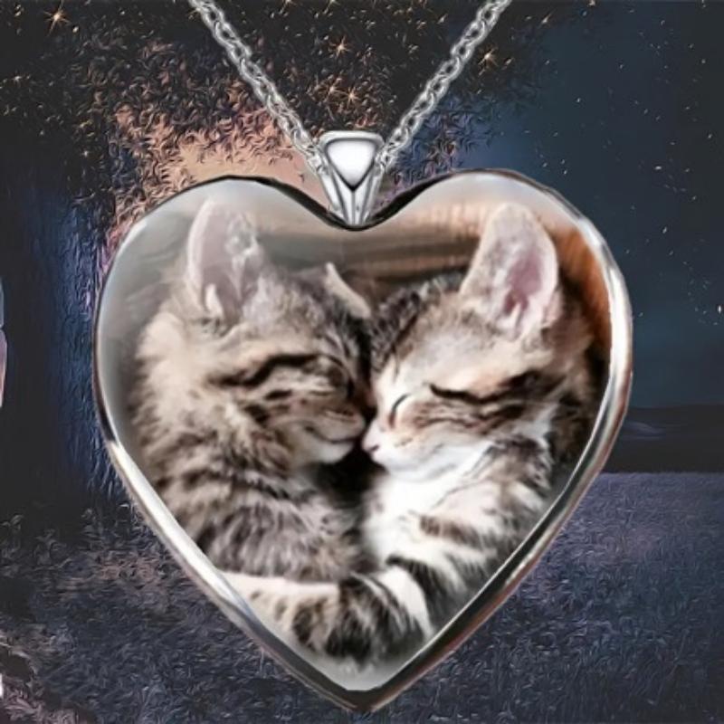 Pendant New Cute Kitten Heart Shape Holiday Party Anniversary Gift Necklace