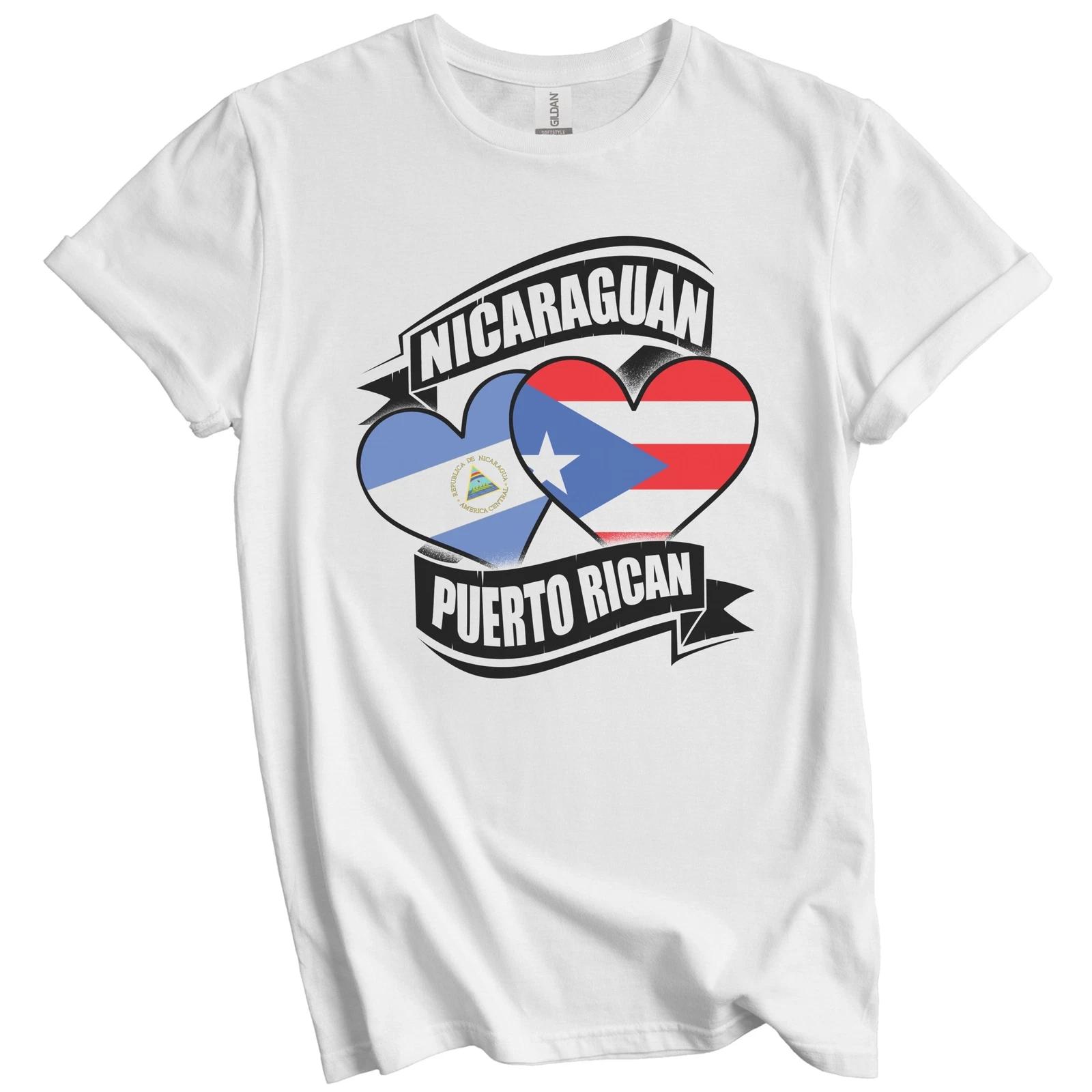 Nicaraguan Puerto Rican Hearts Nicaragua Puerto Rico Flags T-Shirt M