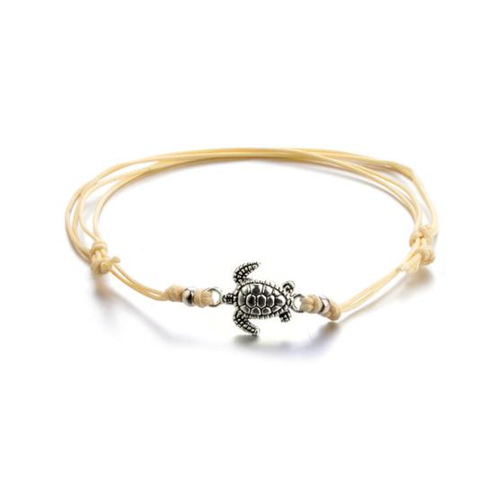 3Pcs Bohemia Women Weaved Rope Sea Turtle Stone Anklet Bracelet Foot Jewelry