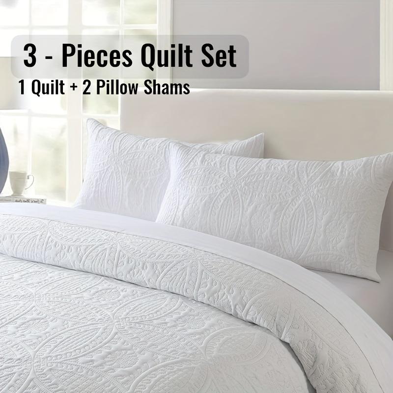 2/3 Piece Piece Quilt Bedding Set, Lightweight Soft Quilt Bedspread Coverlet with Pillow Shams,Coin Pattern Quilt