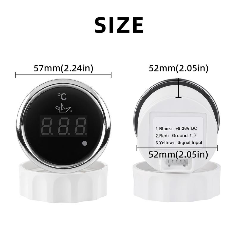 Oil Temp Gauge Waterproof 52mm 2" Universal Engine Temperature Meter 40-120 Celsius 9-32V with Red Backlight for Car Boat Yacht