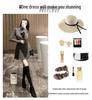 Women's Petite High-Neck Cinched-Waist Thermal Fleece Dress - Slimming A-Line Base Layer