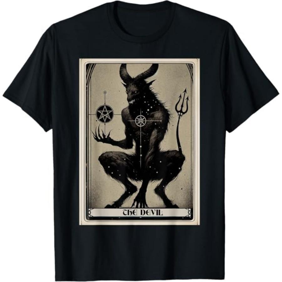 Футболка с картой Таро Дьявол Хан Мужская Женская Майка Свитшот Худи Лонгслив 1368 Черный S