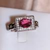 Exquisite Red and White Zircon Ring for Women's  Silver Plated Wedding Bridal Ring Party Jewelry New Engagement Couple Ring