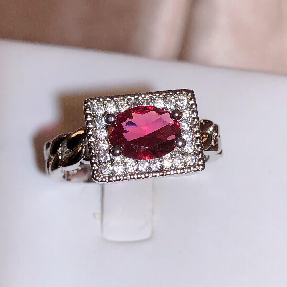 Exquisite Red and White Zircon Ring for Women's  Silver Plated Wedding Bridal Ring Party Jewelry New Engagement Couple Ring