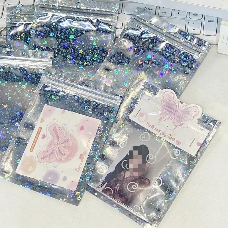 10PCS Shiny Star Laser Ziplock Bag Kpop 3 Inch Photo Card DIY Packing Material Kawaii Girl Gift Jewelry Storage Bag