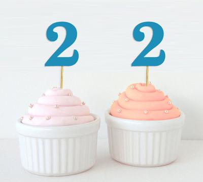 Darling Souvenir Nummer 2 Geburtstag Cupcake Topper Geburtstag Jubiläum Party Dessert Dekorationen – Packung mit