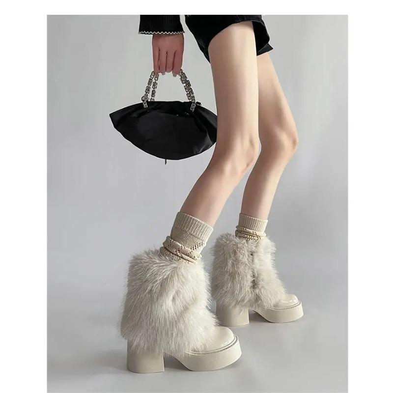 Fashion Thick Bottom Fur Pants Boots Women 2025 Autumn and Winter New Fashion Plus Fleece Warm Fashion Ankle Boots