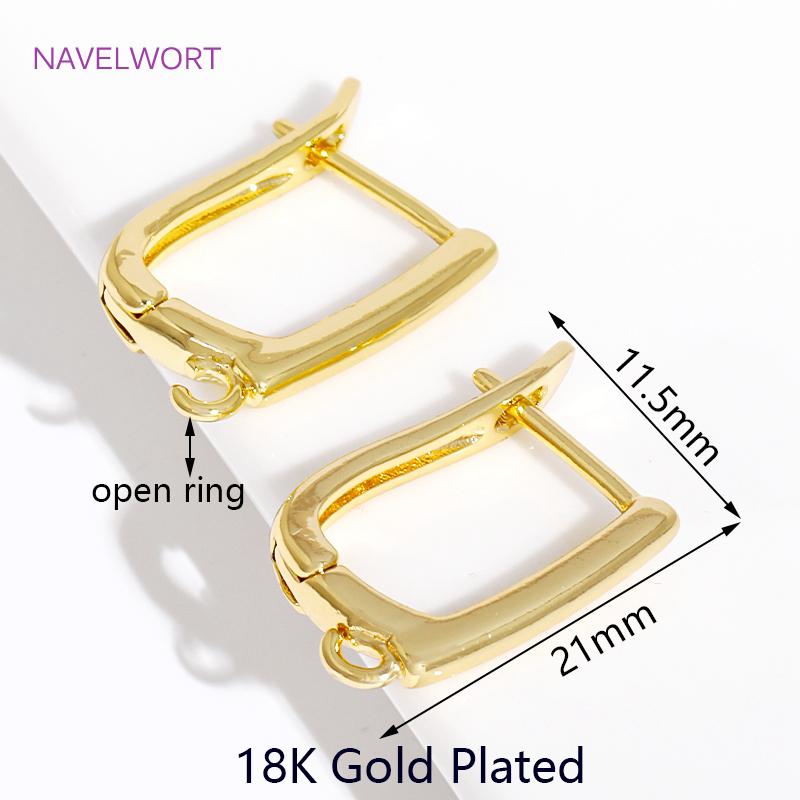 DIY Earring Making Accessories 18K Gold Plated Smooth Earring Hook Clasps Brass Metal Earwires Hooks,Jewelry Making Supplies