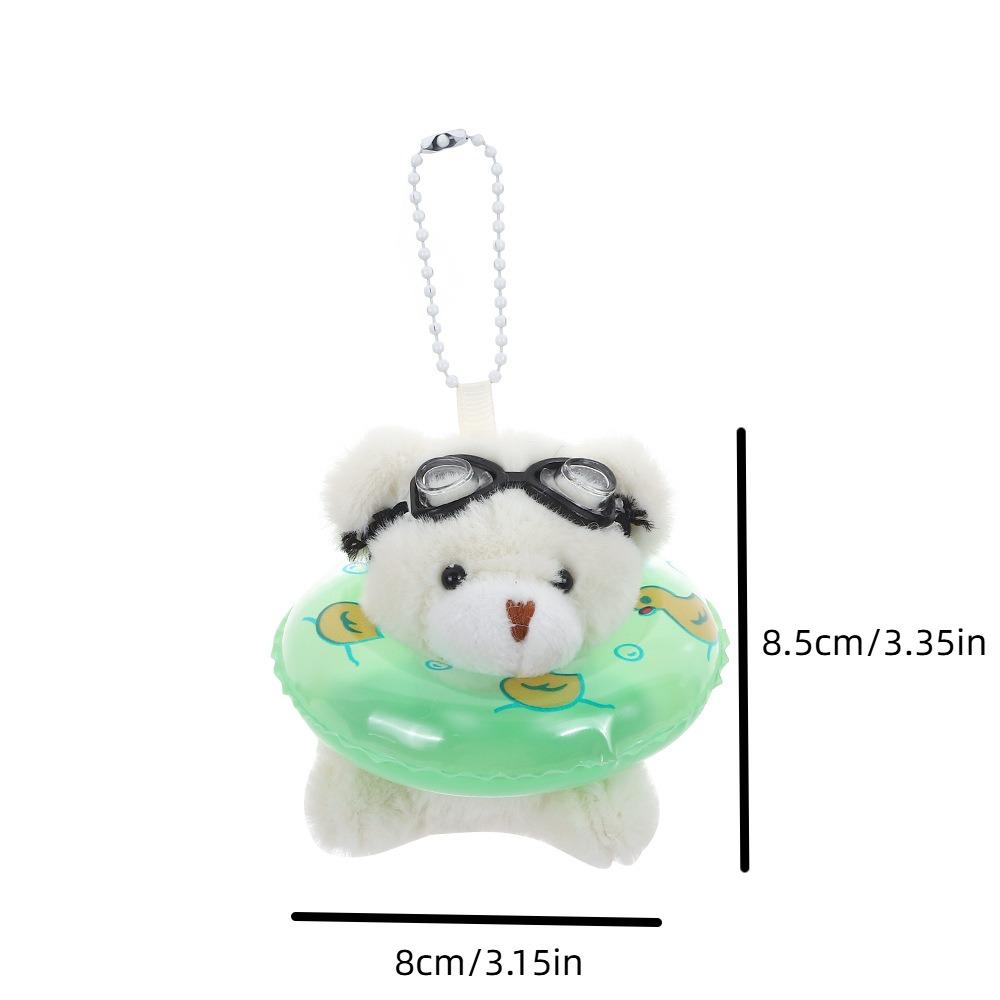 PVC Goggles Animal Pendant Stuffed Plush Bear Key Ring Creative Swimming Bear Keychain  Couple