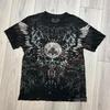 T-shirt Estiva Americana da Uomo Gotica con Ala d'Angelo e Stampa di Lettere, Comoda e Traspirante, Girocollo, Top da Strada per Esterno