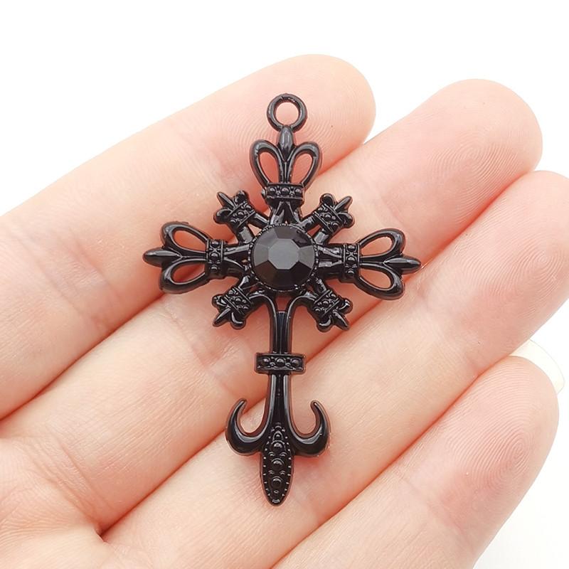 4pcs 53*35mm Ornate Gothic Cross Pendant Crystal Cross Charms Pendant Designer Charms Fit Jewelry Making DIY Jewelry Findings