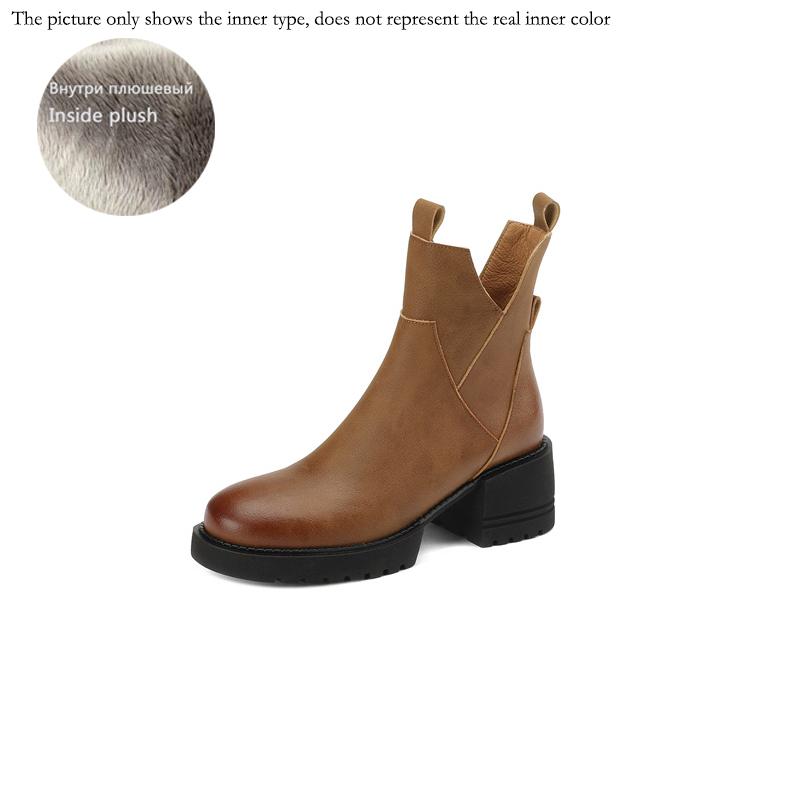 Fashion 2024 New Winter Women Shoes Platform Boots Fashion Women Boots Round Toe Chunky Heel Boots Women Solid Women Shoes Leather Shoes