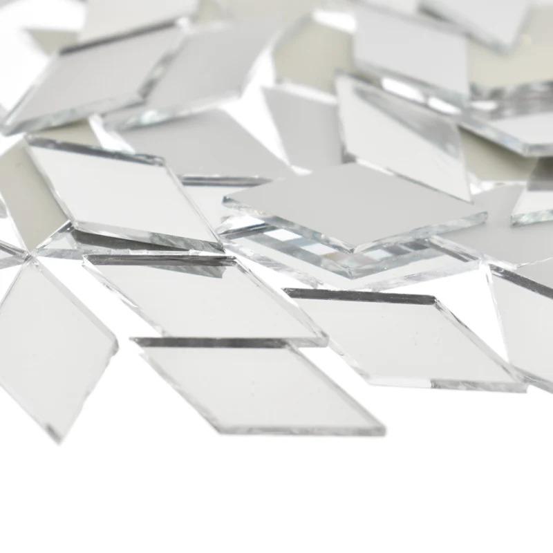 100PCS 2.5cm/0.98inch Glass Mirror Mosaic Tiles Bulk Diamond Rhombus Shape DIY Craft Handcrafted Accessory Home Wall Artwork