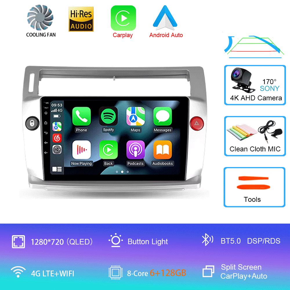 Car Radio Android 14 Carplay For Citroen C4 C-Triomphe Quatre 2004-2014 Multimedia Video 2Din DVD Stereo Speaker Audio Head Unit