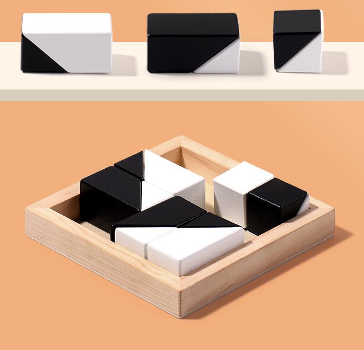 Children's Wooden Building Blocks Puzzle: Early Education Logic Game