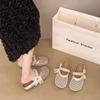 French Flat-bottomed Bag Head Half Slippers Women's Summer Wear 2025 New One-pedal Fairy Wind Mesh Single Shoes Cool Slippers