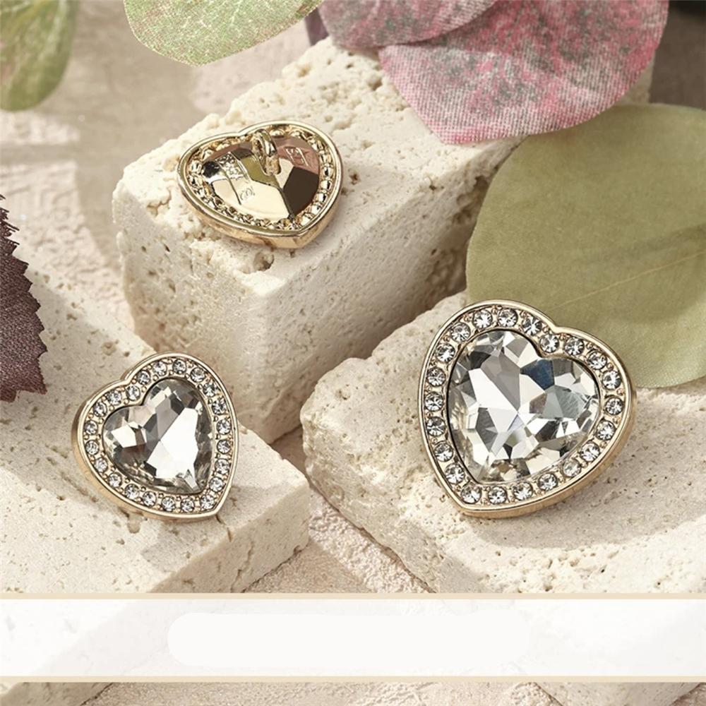 FCXDG 10pcs Super Beautiful Luxury Gem Buttons Women's Clothing Decorative Accessories Dress Fur Coat Rhinestone Heart Buttons