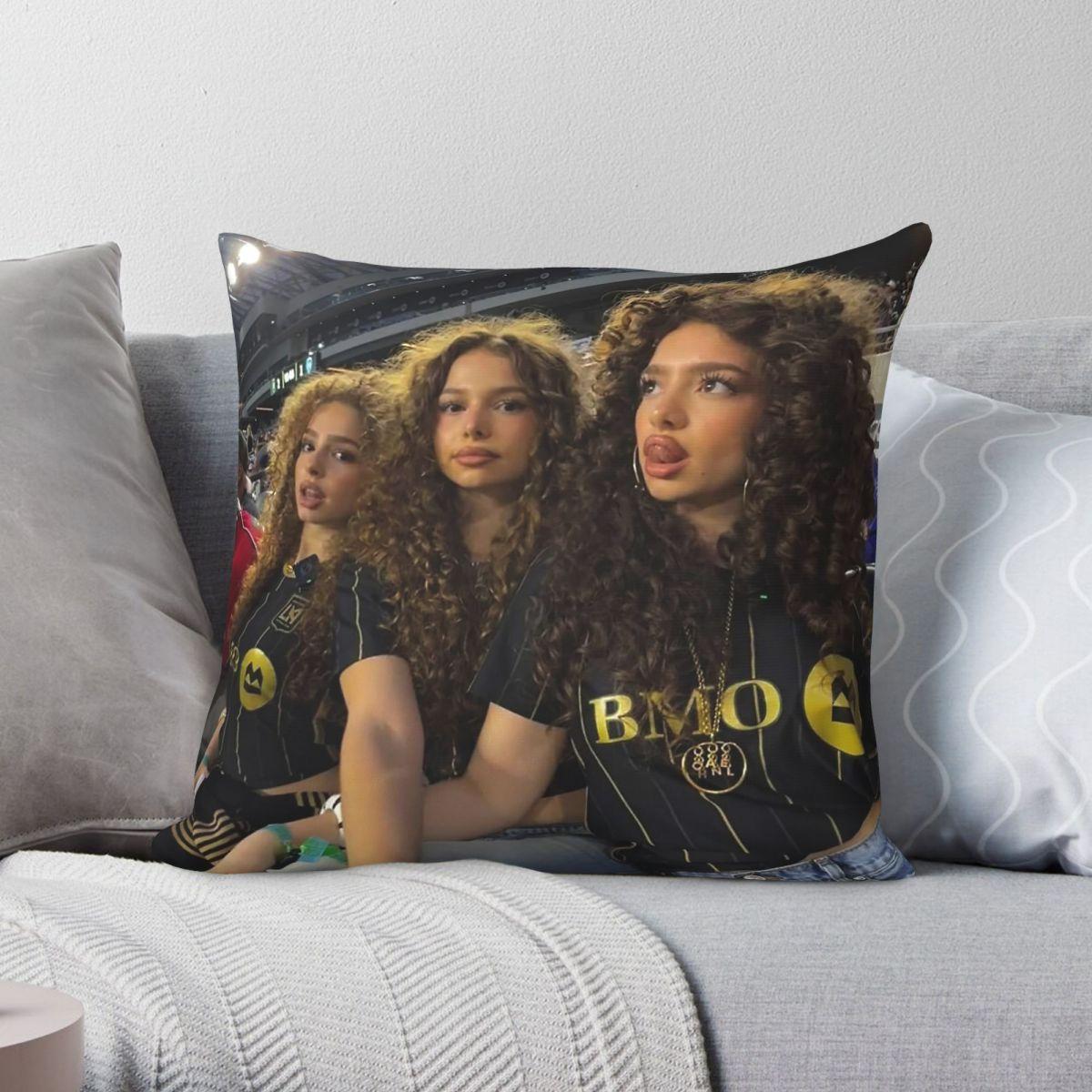 Exquisite Ornaments Unisex Kalogera Sisters Square Pillowcase Polyester Linen Velvet Creative Zip Decorative Pillow Case Home Cushion Cover