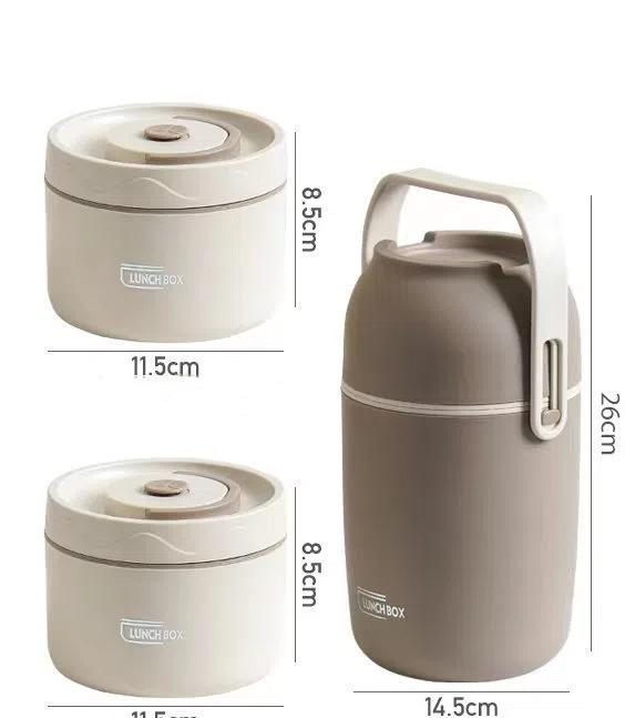 304 Stainless Steel Insulated Lunch Box, Student Office Worker Lunch Box, Portable Multi-layer Circular Lunch Box