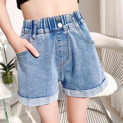 Zomer Meisje Kinderen Middelhoge Taille Denim Korte Broek Peuter Tiener Casual Broek Kinderen Klassiekers Mode Wijde Zachte Jeans Korte Broek