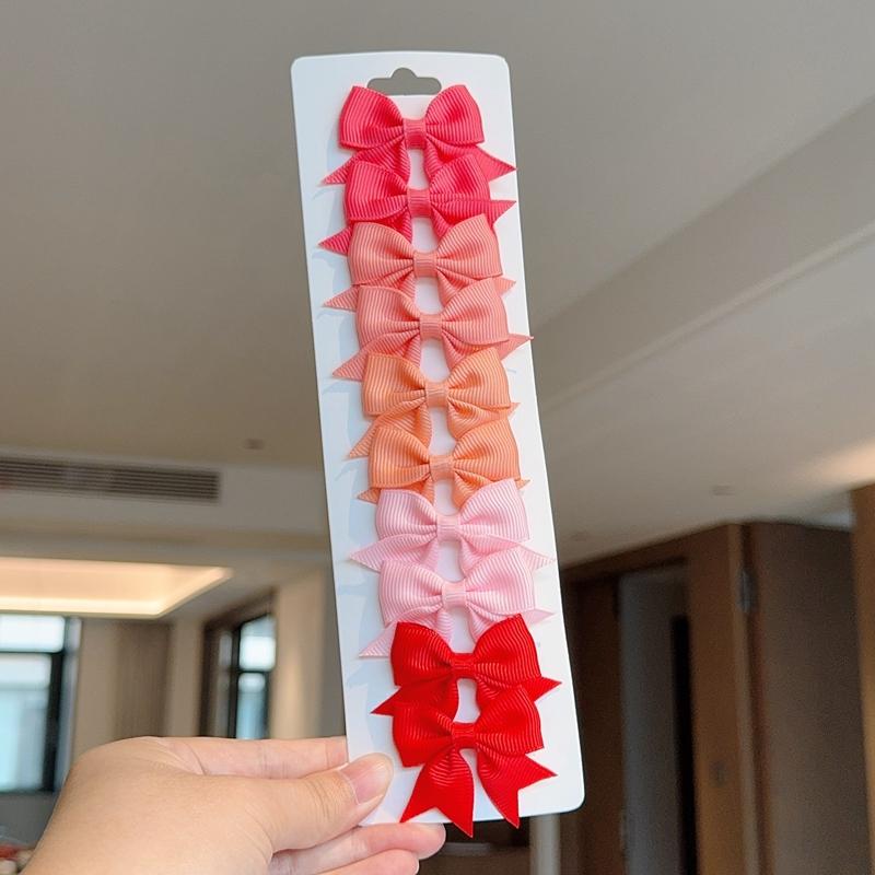 10Pcs/Set Colorful Grosgrain Ribbon Bow Hair Clip Girls Lovely Cheer Bowknot Hairpin Barrettes Headwear Baby Hair Accessories