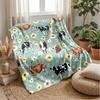 Cows and Floral Pattern Blanket Personalized Name Flannel Blanket Soft Cozy Plush Throw for Sofa Bed Lightweight Home Decor