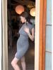 2026 Spring/Summer Elastic Half-High Collar Bodycon Dress - Hip-Hugging, Slimming Skirt for Women