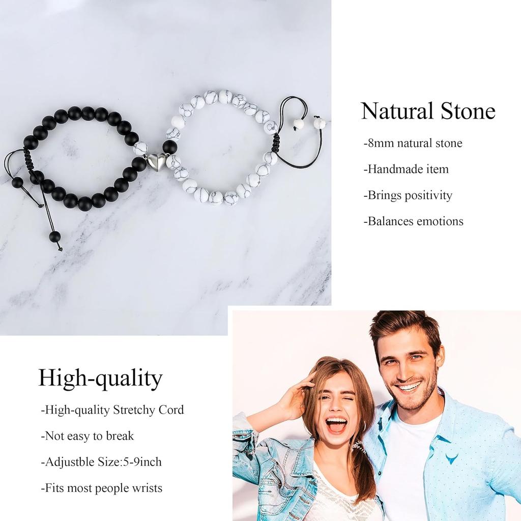 Couple Matching Bracelets, Bf and Gf Bracelets, Best Friend Bracelet,Stretch Adjustable Braid Bead Bracelets Jewelry for Him and Her