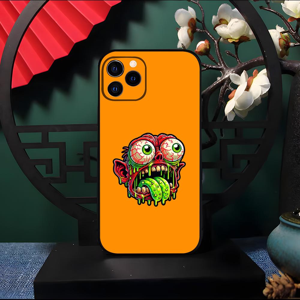 Neon Eyed Brain Alien Monster Phone Case For IPhone 17 Pro Max 16 15 14 Pro Max 13 11 Air Plus Silicone Cover