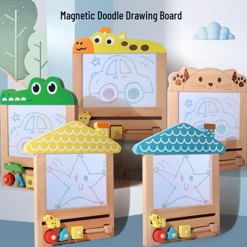 

Children s Erasable Wooden Drawing and Writing Board - Hand-Painted Graffiti Toy