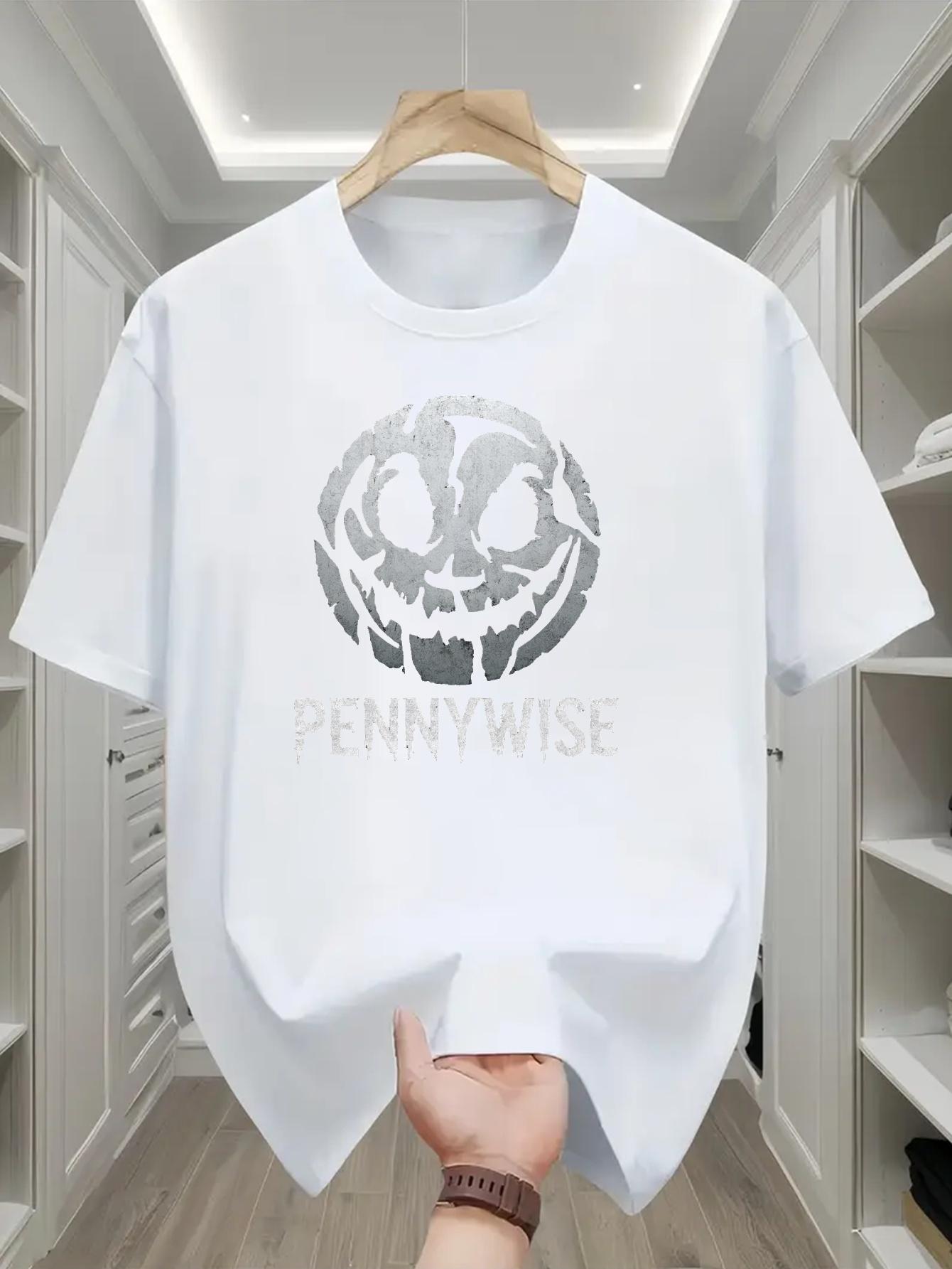 612 Cotton Blend T-shirt - Black Casual Summer Tee with Pennywise Graphic Print XXXL