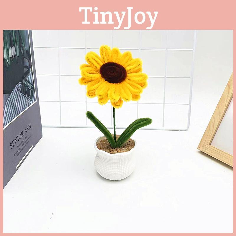 Rod Twisted Plush Sunflower Potted Desktop And Office Ornament Decoration
