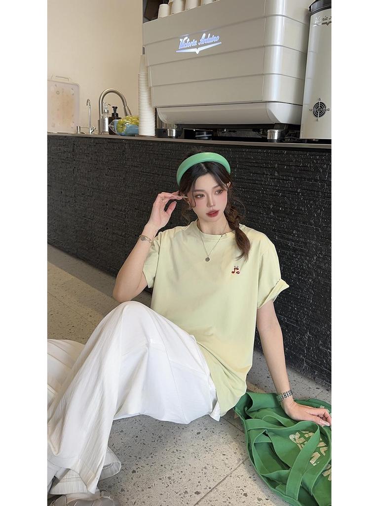 Ice Porcelain Women's Cotton White Short Sleeve Round Neck Print T-shirt, Plus Size Casual Top 2025.