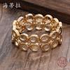 Luxury Hot-selling Round Hollow Two-row Splicing Elastic Bracelet, Electroplated Gold and Silver Personalized Men's and Women's Versatile Bracelet