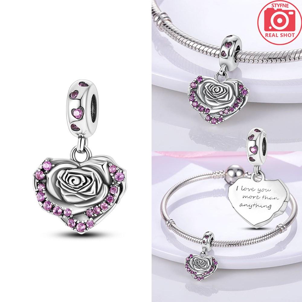 Heart-Shaped Rose Beads Copper Colors Charm Beads Fit Original Charms Bracelet Beads For Women Jewelry Making Gifts